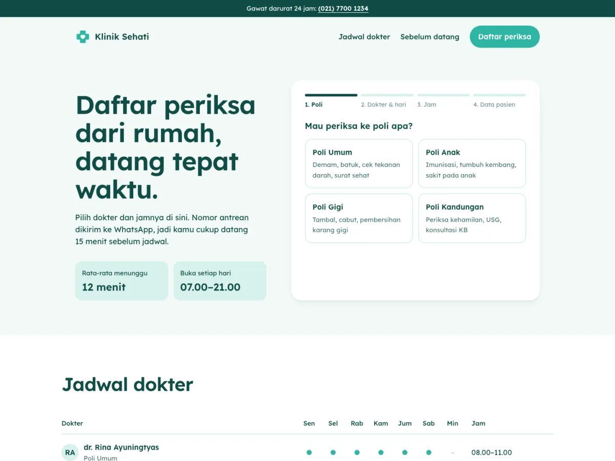 Klinik Sehati, screenshot