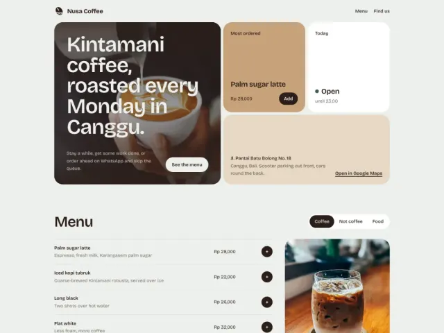Nusa Coffee, screenshot